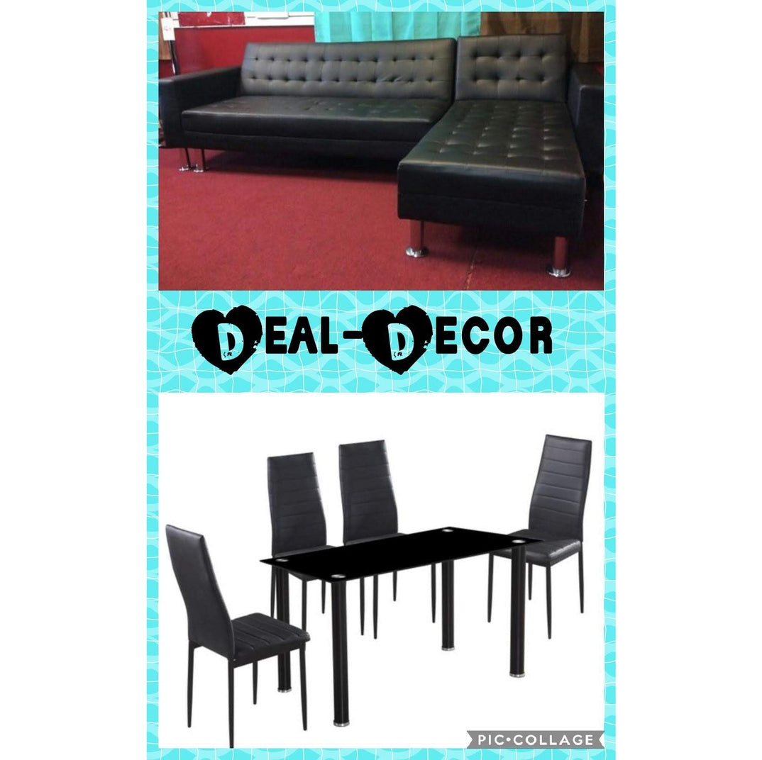 1315/1103 COMBO BLACK SECTIONAL & 5PC DINING