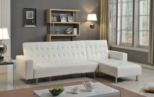 #1316 WHITE LEATHER SECTIONAL/SOFA BED