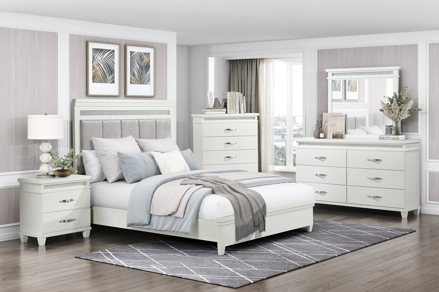 KIDMAN COLLECTION KING 4 PC BEDROOM SET WITH LED LIGHTS (B,D,M,N)