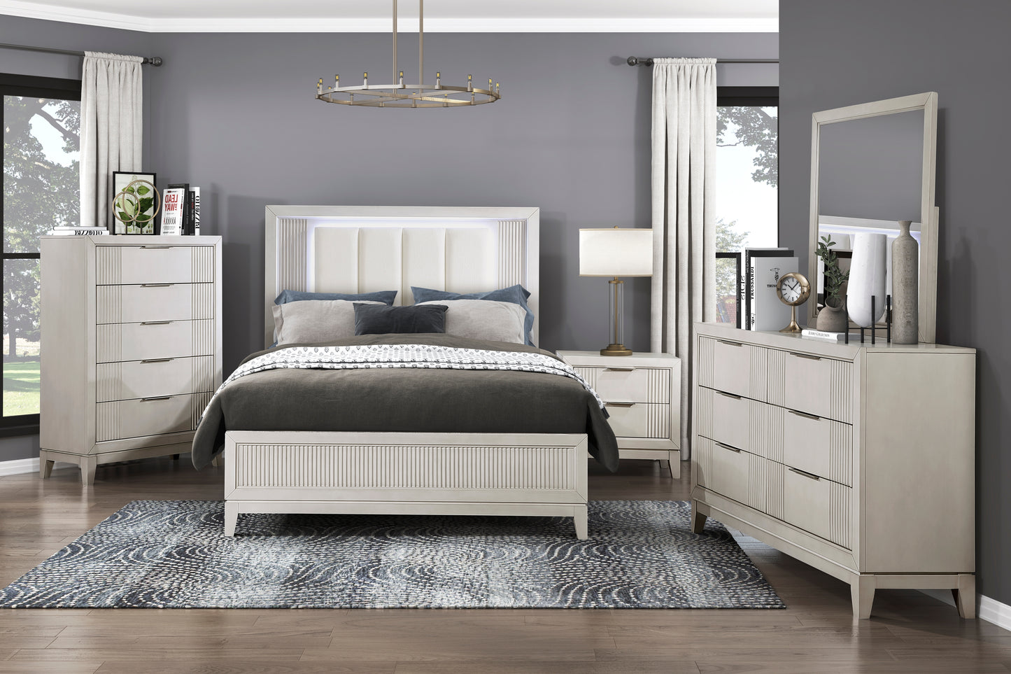 FLORENCE COLLECTION QUEEN 4 PC BEDROOM SET (B,D,M,N)