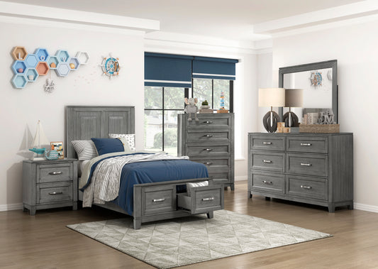 GARRETSON COLLECTION TWIN 4 PC BEDROOM SET W/STORAGE (B,D,M,N)