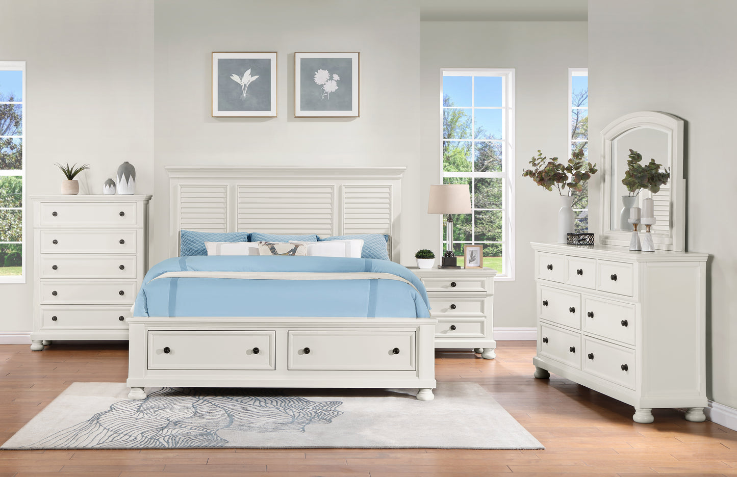 ST. SIMON COLLECTION 4 PC QUEEN STORAGE BEDROOM SET (B,D,M,N)