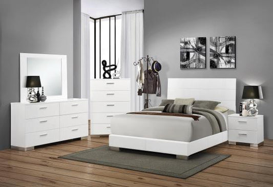 Felicity 4-piece Queen Bedroom Set White High Gloss (B,D,M,N)