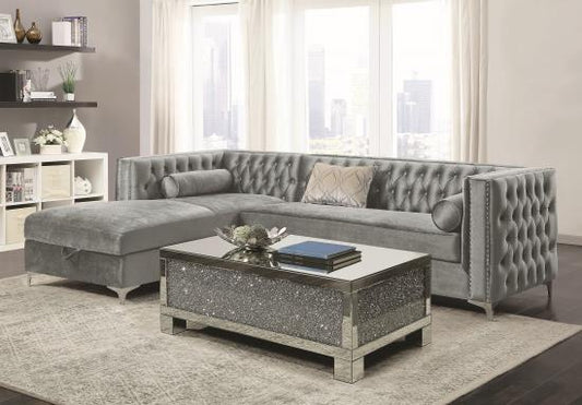 BELLAIRE TUFTED SILVER STORAGE SECTIONAL