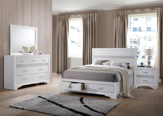 Miranda 4-piece Eastern King Bedroom Set White w/Storage (B,D,M,N)