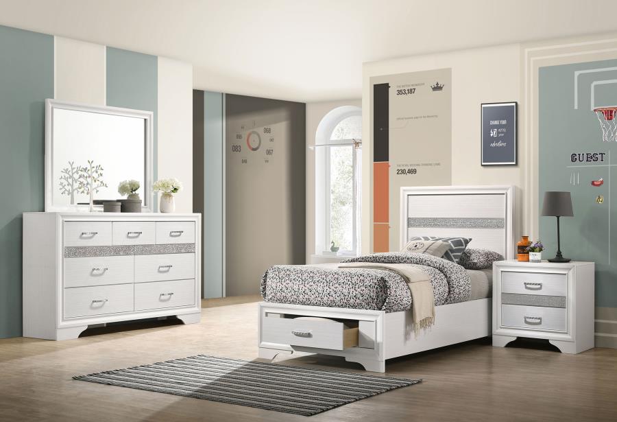 Miranda 4-piece Twin Bedroom Set White w/Storage (B,D,M,N)