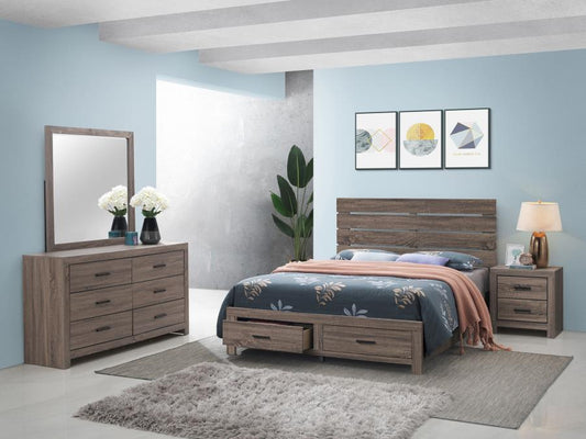 Brantford 4-piece Queen Bedroom Set Barrel Oak with Storage (B,D,M,N)