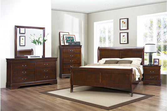 KING CHERRY LOUIS PHILIPPE SLEIGH BEDROOM (B,D,M,N)