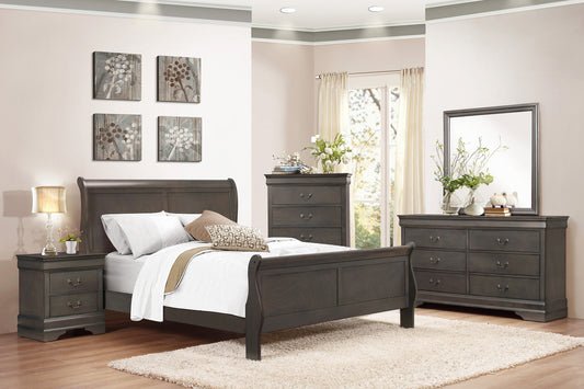 KING GRAY LOUIS PHILIPPE SLEIGH BEDROOM (B,D,M,N)