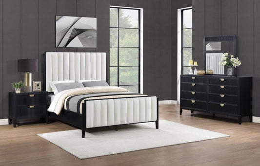 Brookmead 4-piece Upholstered Queen Bedroom Set Black (B,D,M,N)