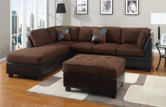 #2325 CHOCOLATE MICROFIBER SECTIONAL OPTIONAL OTTOMAN