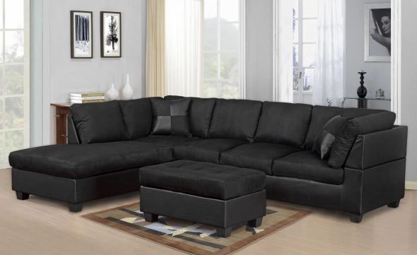 #2328 BLACK MICROFIBER SECTIONAL OPTIONAL OTTOMAN