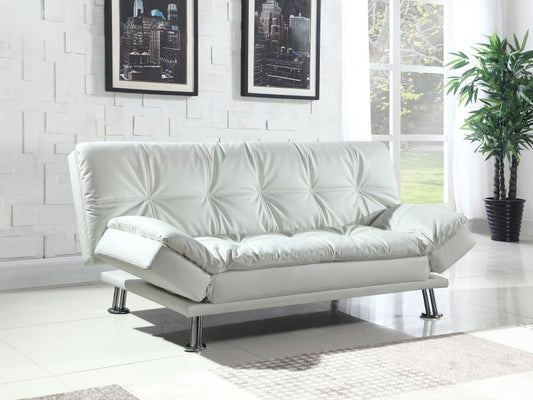 WHITE TUFTED FUTON SOFA BED