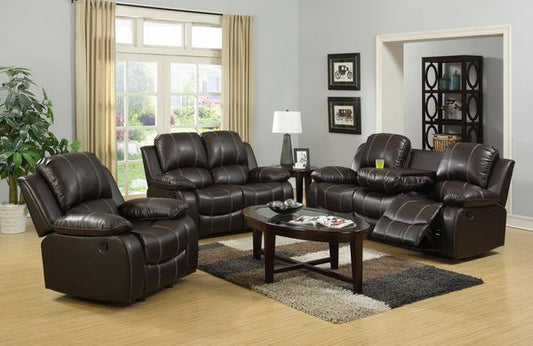 #3118 3PC BROWN RECLINING SOFA, LOVE & CHAIR