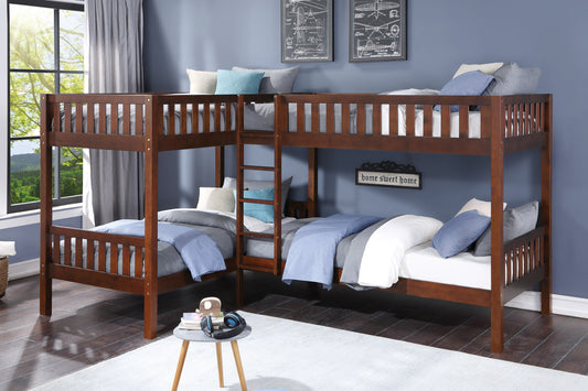 T/T DOUBLE CORNER BUNK BED CHERRY