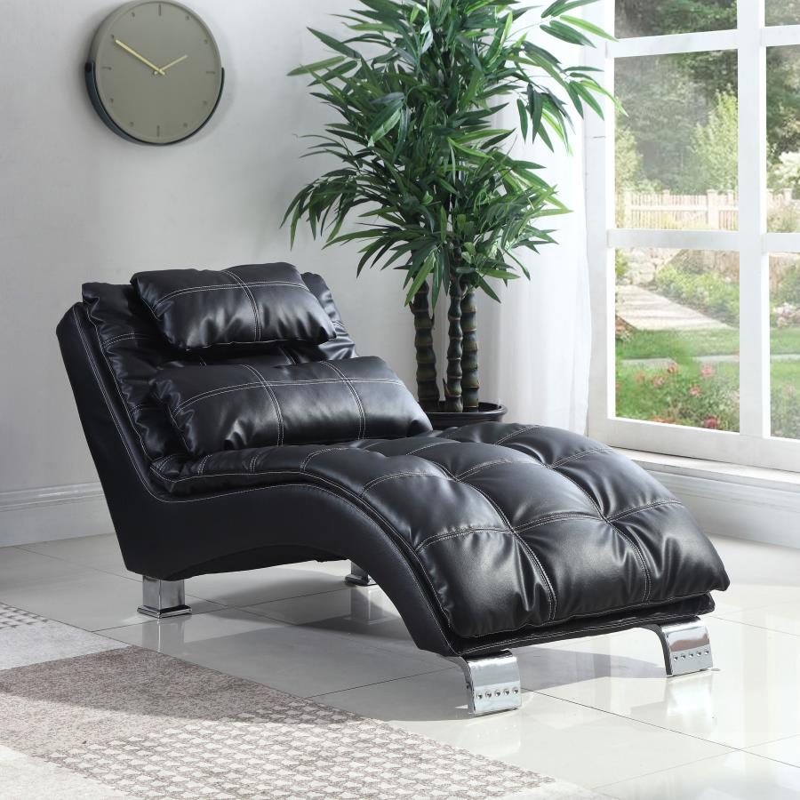 CONTEMPORARY BLACK TUFTED CHAISE