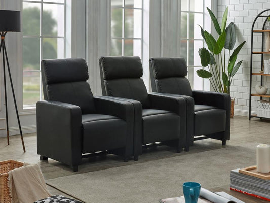 3 PC Toohey Upholstered Tufted Recliner Living Room Set Black