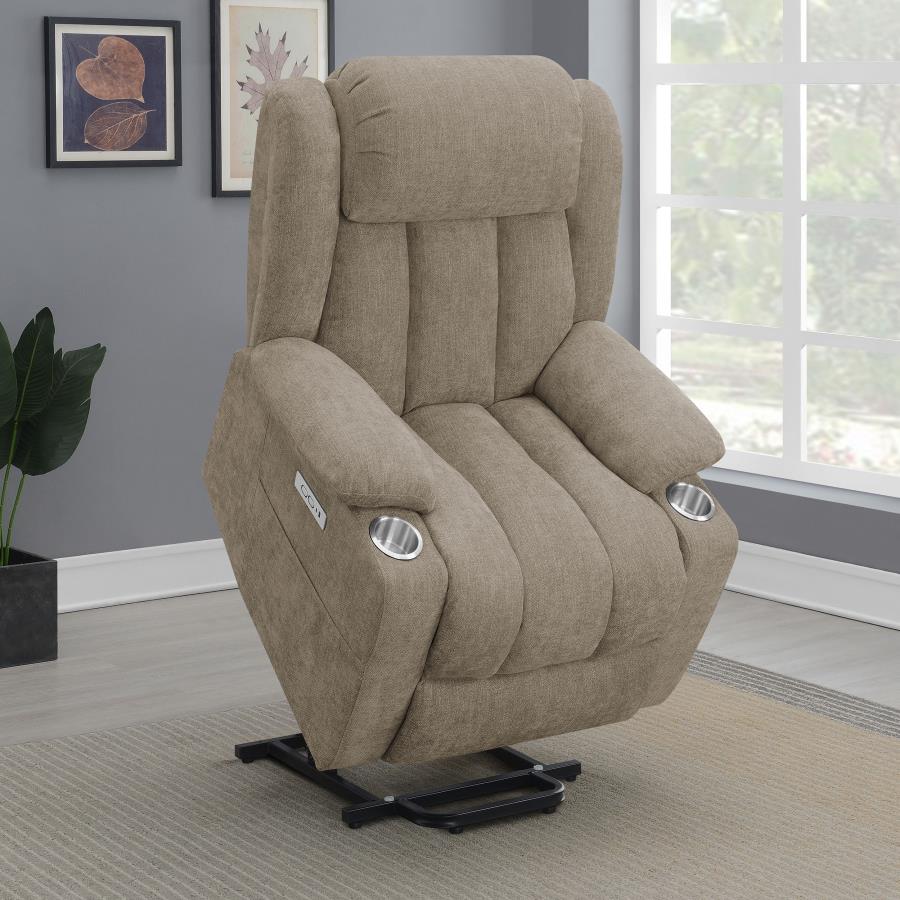 POWER LIFT CHAIR OVERSTUFFED CAMEL W/USB