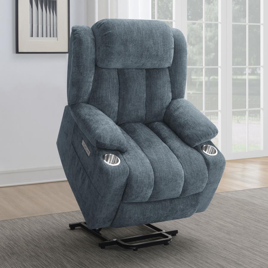 POWER LIFT CHAIR OVERSTUFFED SLATE BLUE W/USB