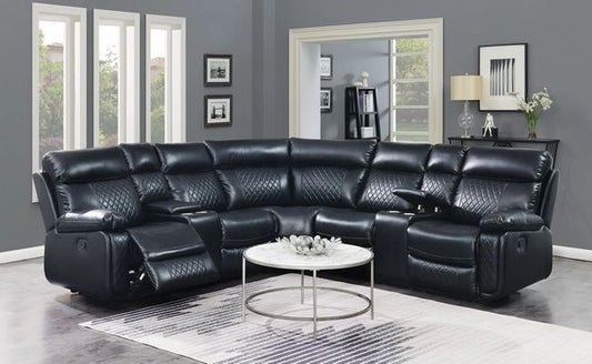 #6237 BLACK RECLINING SECTIONAL