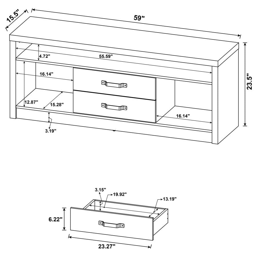 Burke 2-drawer Engineered Wood 59" TV Stand Grey Driftwood