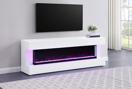 Vallerie 71" TV Stand with Visual Flame Box White - ETA 3/03/25!