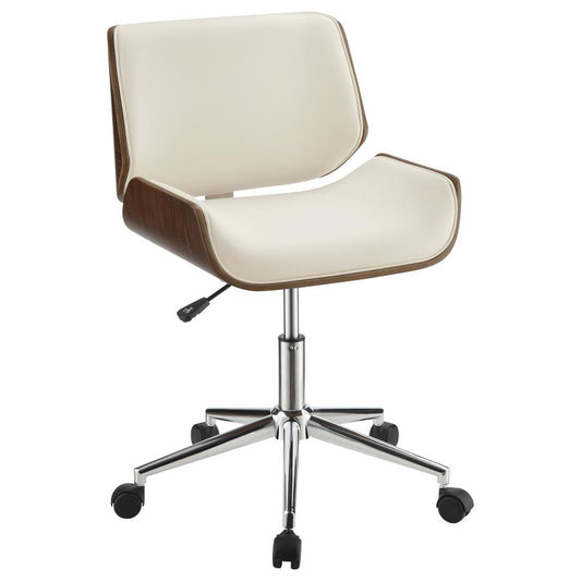 Addington Upholstered Adjustable Office Desk Chair Ecru