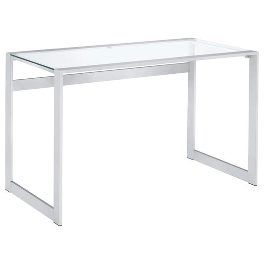 Hartford 47-inch Glass Top Writing Desk Chrome