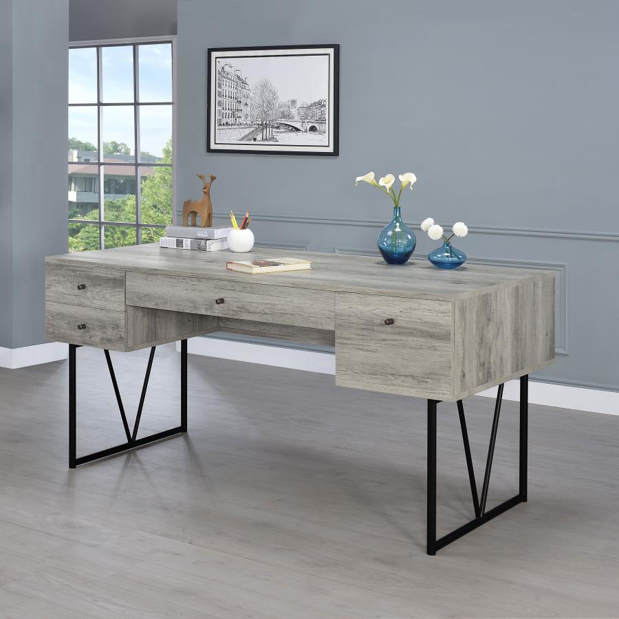 Analiese 63-inch 4-drawer Writing Desk Grey Driftwood