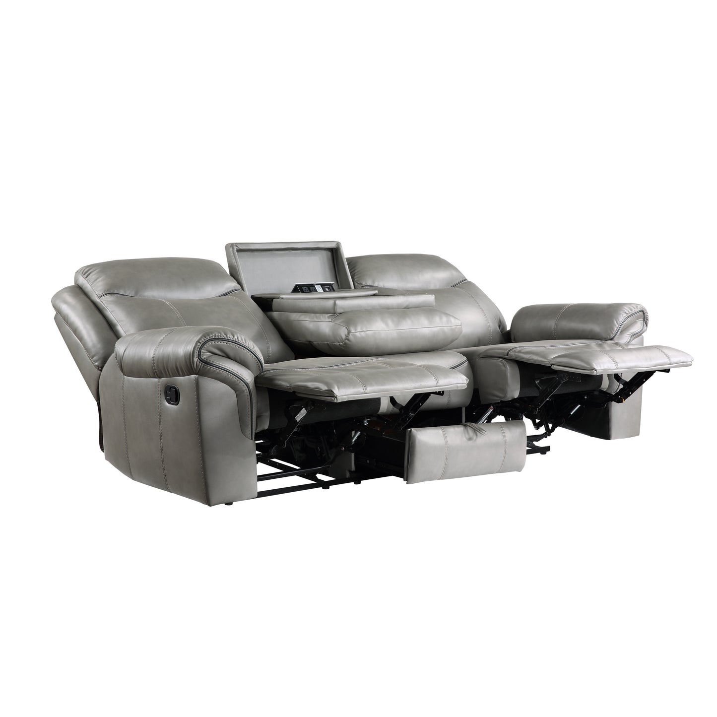 2 PC ARAM COLLECTION RECLINING GRAY SOFA AND LOVESEAT