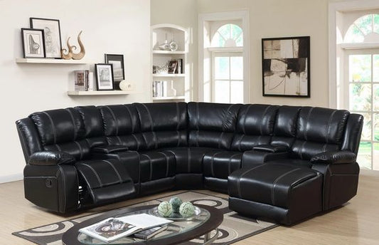 #9028 BLACK RECLINING SECTIONAL