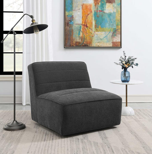 Cobie Upholstered Armless Swivel Chair Dark Charcoal