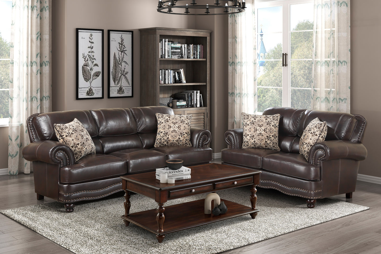 2 PC MILFORD COLLECTION BROWN SOFA AND LOVESEAT