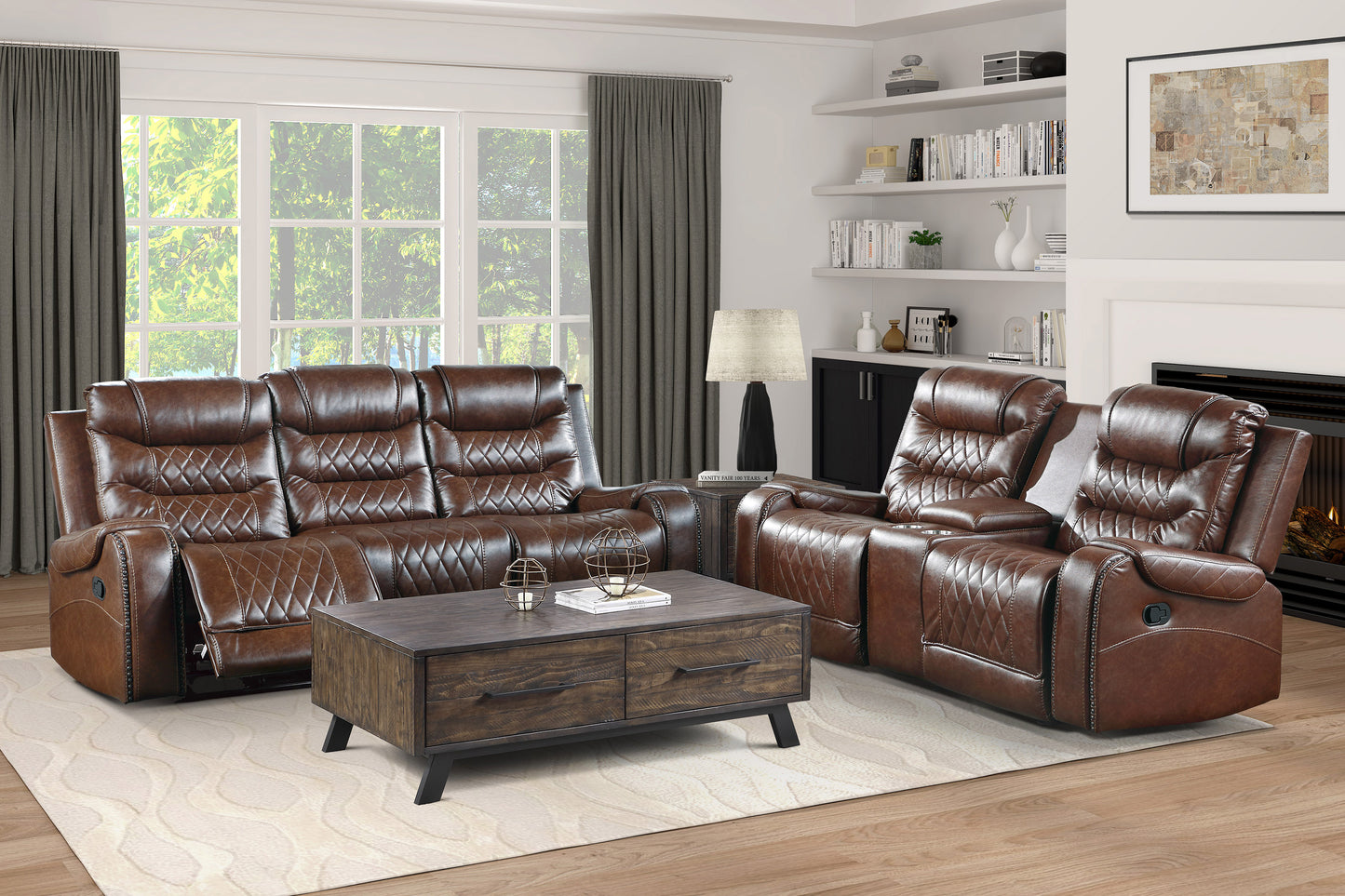 2 PC PUTNAM COLLECTION SOFA AND LOVESEAT BROWN