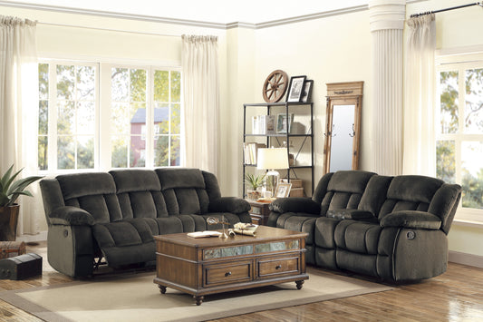 2 PC LAURELTON COLLECTION RECLINING SOFA AND LOVESEAT CHOCOLATE