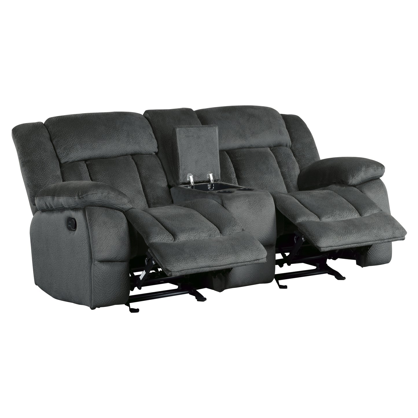 2 PC LAURELTON COLLECTION RECLINING SOFA AND LOVESEAT CHARCOAL