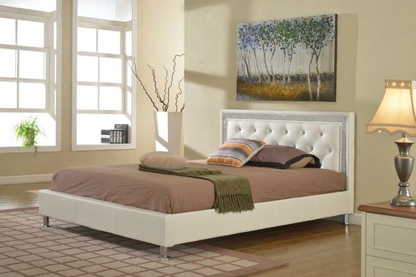 #9200-T 1PC TWIN WHITE RHINESTONE PLATFORM BED