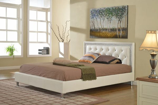 #9200-F 1PC FULL WHITE RHINESTONE PLATFORM BED