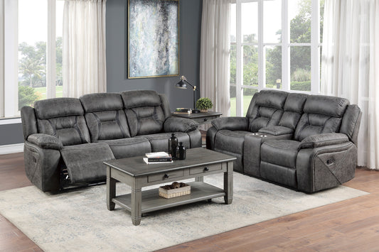 2 PC MADRONA HILL COLLECTION RECLINING SOFA AND LOVESEAT GRAY