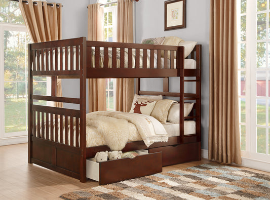 FULL/FULL CHERRY BUNK BED W/STORAGE