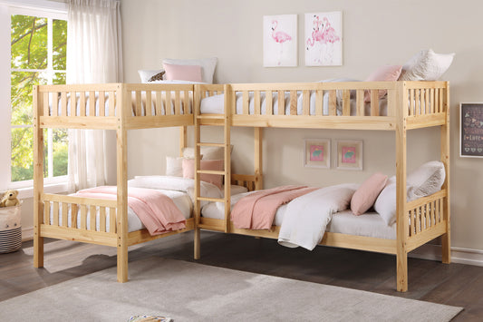 T/T DOUBLE CORNER BUNK BED NATURAL