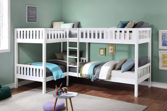 T/T DOUBLE CORNER BUNK BED WHITE