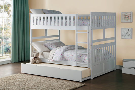 FULL/FULL WHITE BUNK BED W/TRUNDLE