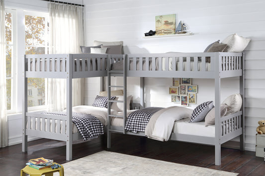 T/T DOUBLE CORNER BUNK BED GRAY