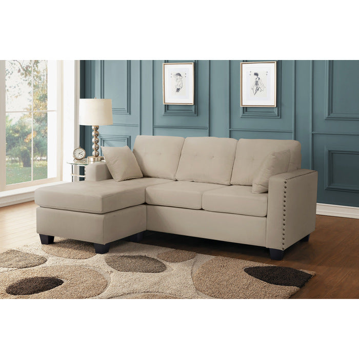 BEIGE REVERSIBLE MINI FABRIC SECTIONAL