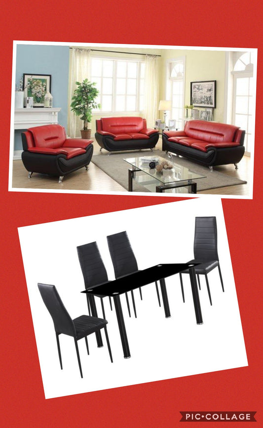 888/1103 COMBO 3PC SOFA SET & 5PC DINING!!!