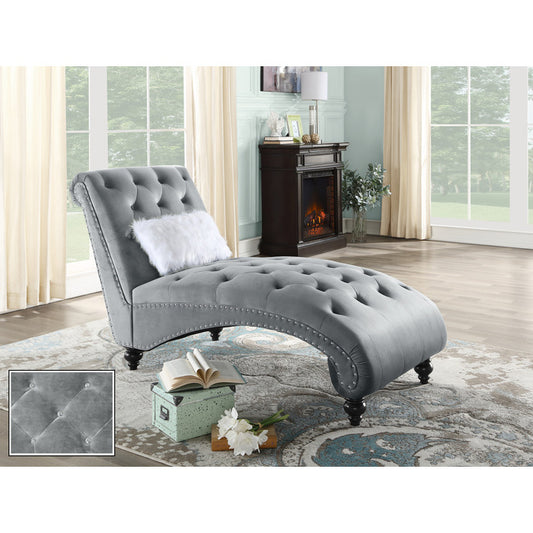 GRAY VELVET CHAISE LOUNGE