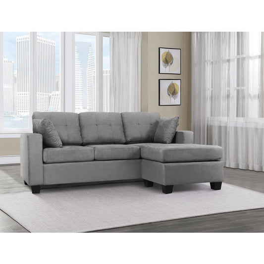 GRAY REVERSIBLE MINI FABRIC SECTIONAL