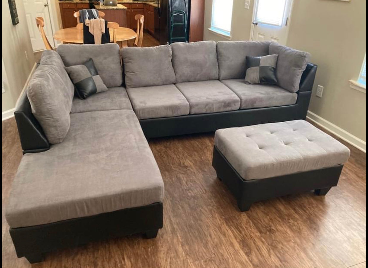 #2321 GRAY MICROFIBER SECTIONAL OPTIONAL OTTOMAN