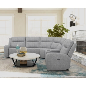 GRAY FABRIC POWER RECLINING SECTIONAL WITH USB